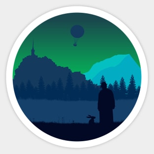 Lee Scoresby ft Hester Scene Round | His Dark Materials Sticker